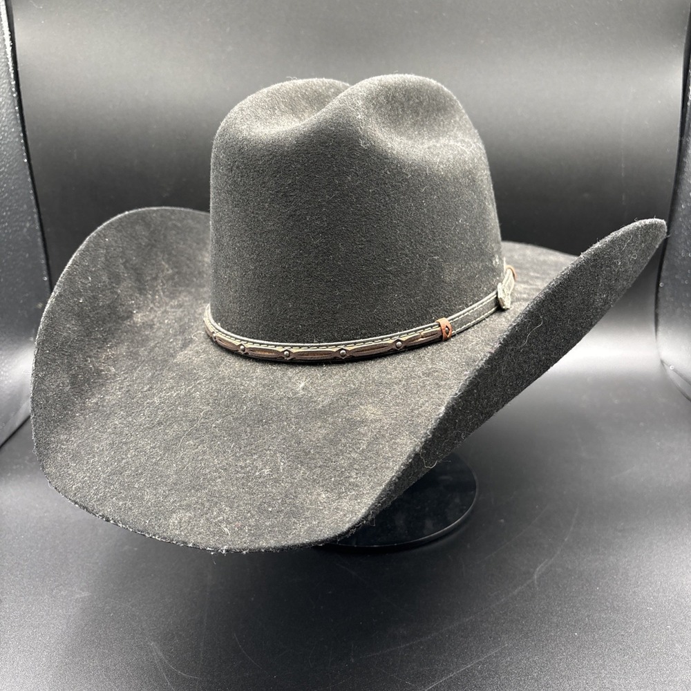 Cavenders 3X Cowboy Collection Black Premium Wool Felt Cowboy Hat Size 7 1/8